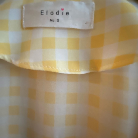 Elodie V-Neck Button Blouse Yellow /white - Picture 5 of 9